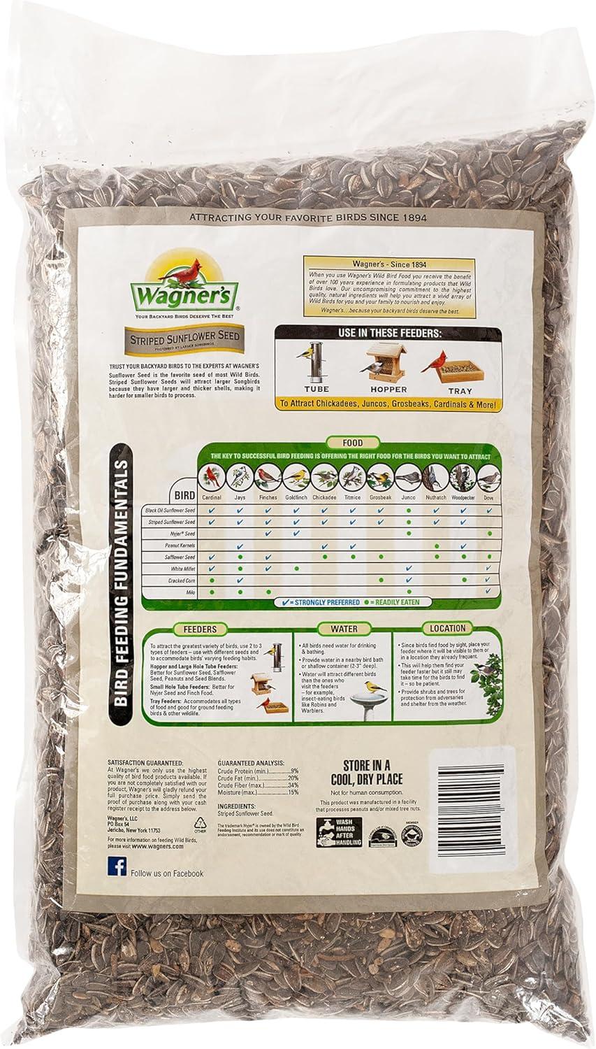 image:imageWagners 62028 Striped Sunflower Seed Wild Bird Food 5Pound Bag