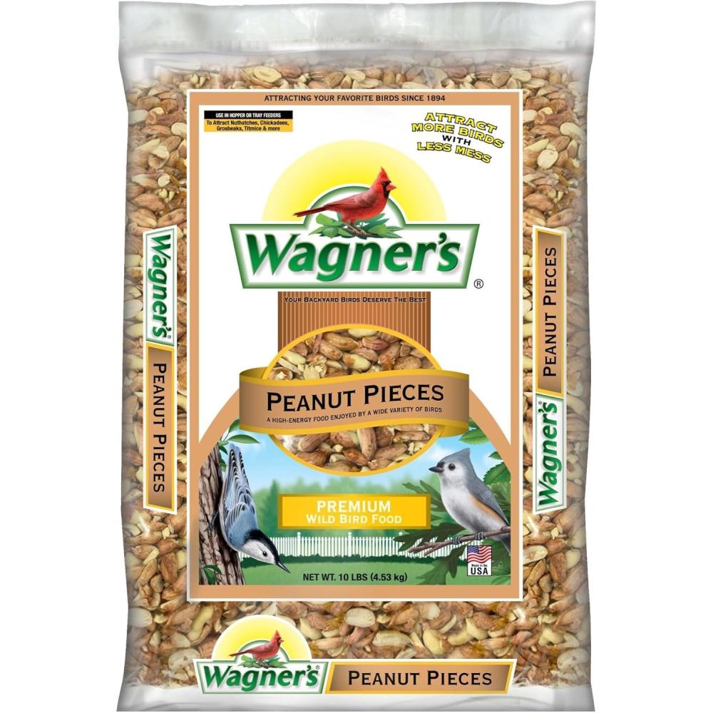 image:imageWagners Shelled Peanut Pieces for Wild Birds 10 Pound Bag HighProtein ShellFree NoWaste Bird Food for Woodpeckers Jays amp Chickadees